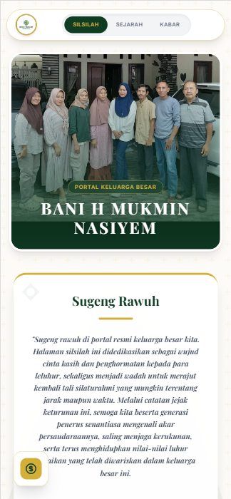 Landing page website silsilah keluarga